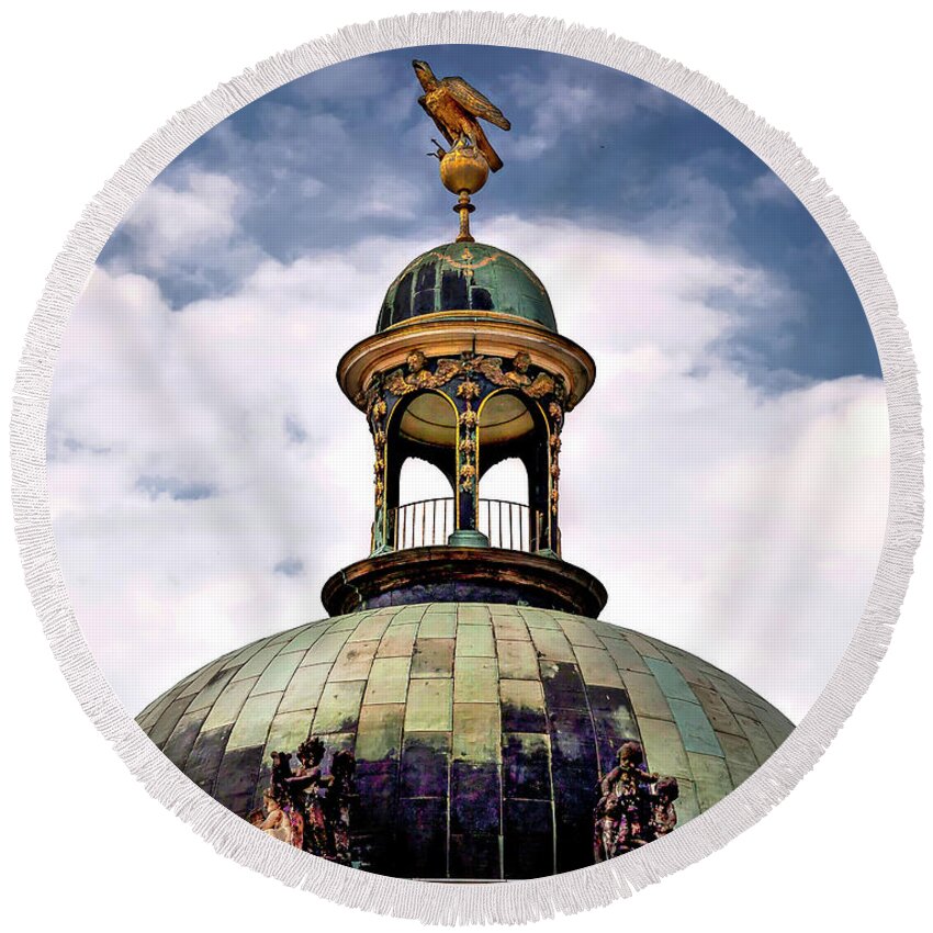 Endre Round Beach Towel featuring the photograph Cupola At Sans Souci by Endre Balogh