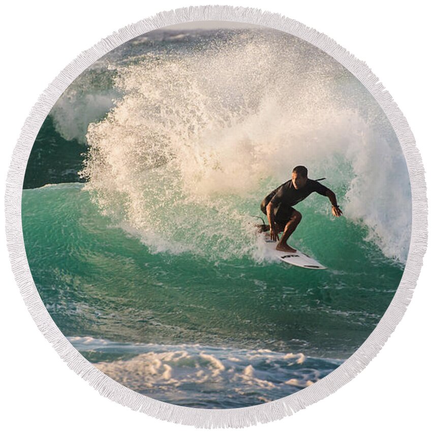 Beach Round Beach Towel featuring the photograph Curl by Alex Lapidus