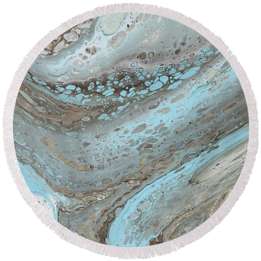 Organic Round Beach Towel featuring the painting Current by Tamara Nelson