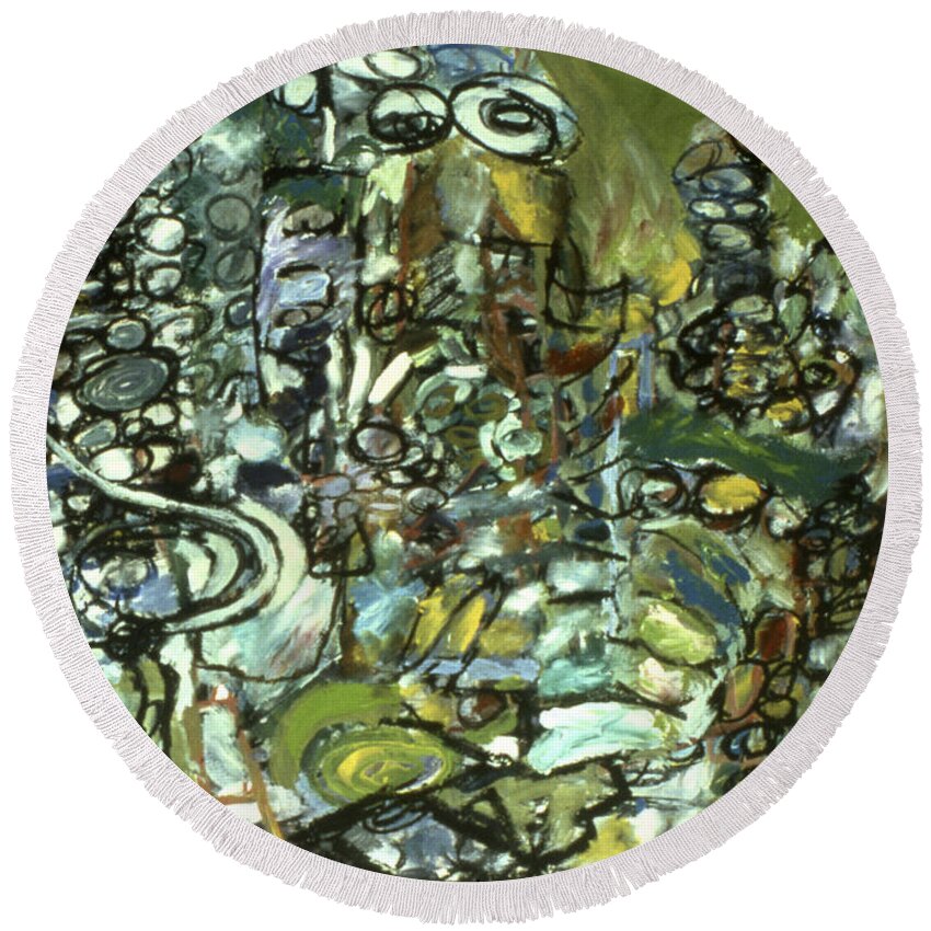 Original Painting Round Beach Towel featuring the painting Cycles and Breaks by Richard Baron