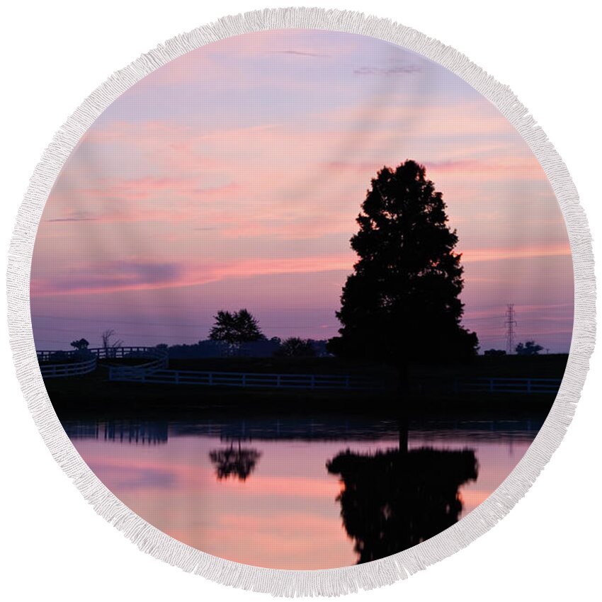 Sunset Round Beach Towel featuring the photograph D008541 by Daniel Dempster