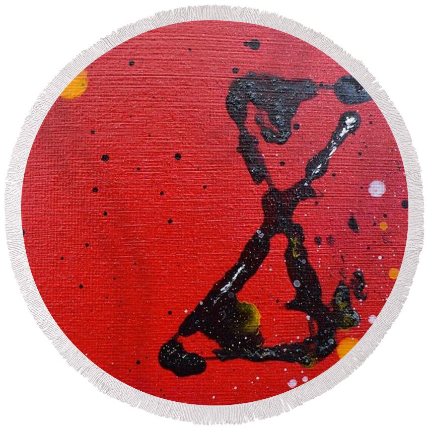 Endelss Round Beach Towel featuring the painting Daily Abstraction 218020701B by Eduard Meinema