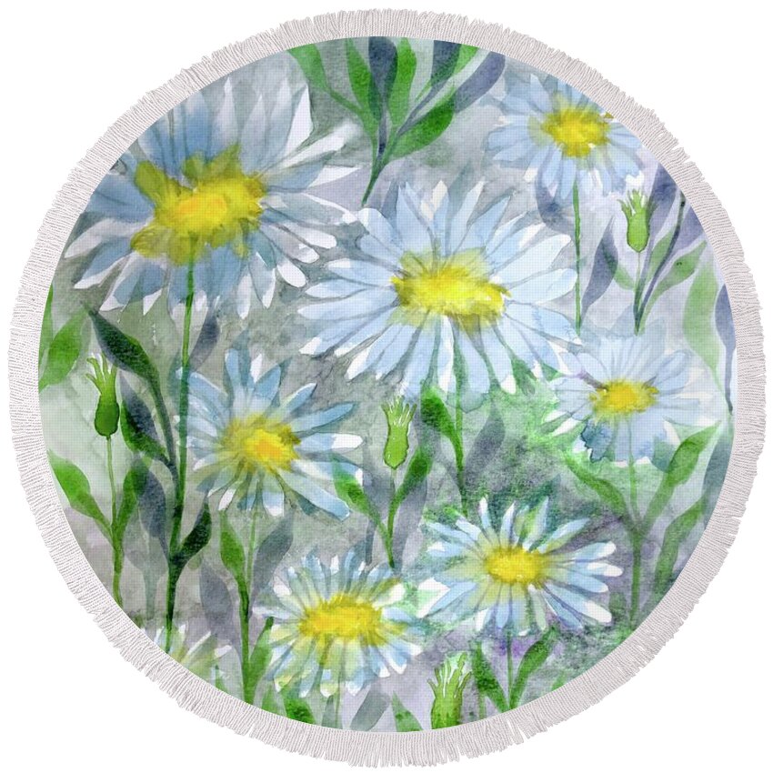  Round Beach Towel featuring the painting Daisy Dreams by Barrie Stark