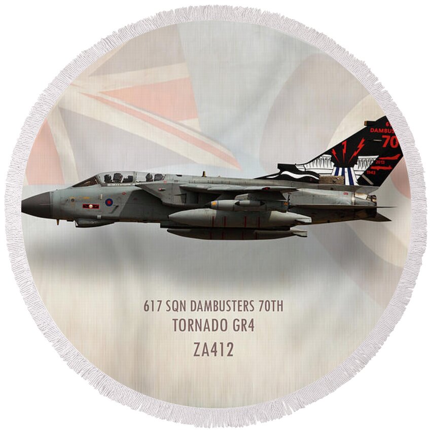 Tornado Gr4 Round Beach Towel featuring the digital art Dambusters Tornado GR4 ZA412 by Airpower Art