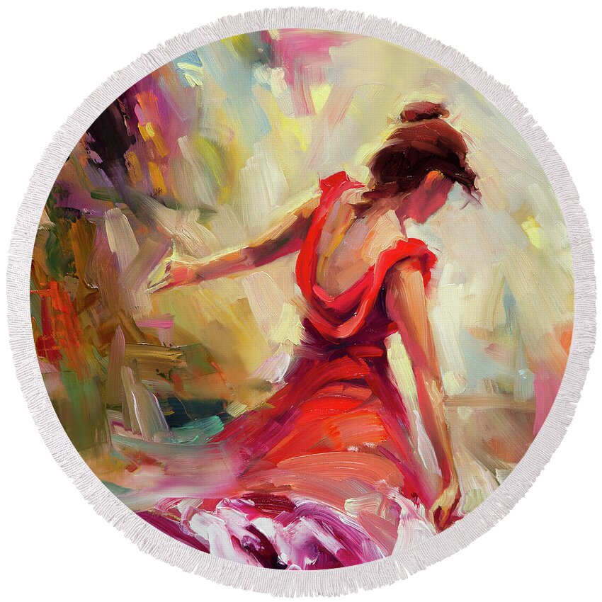 Dancer Round Beach Towel featuring the painting Dancer by Steve Henderson