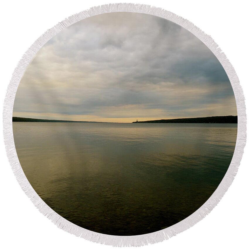 Lake Round Beach Towel featuring the photograph Dark Lake by Azthet Photography