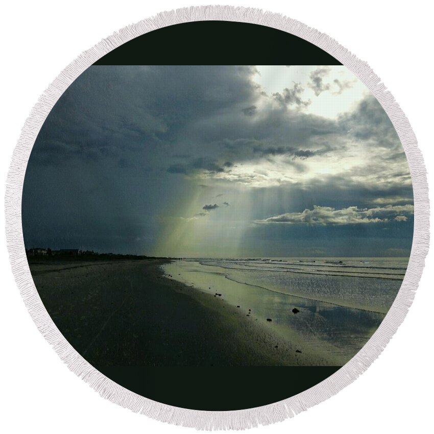 Beach Round Beach Towel featuring the photograph Dark to Enlightened by Sherry Kuhlkin