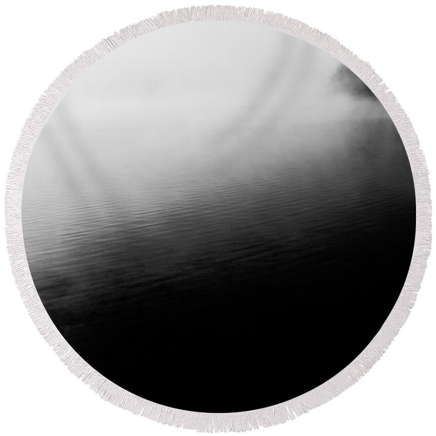 Foggy Landscape Round Beach Towel featuring the photograph Darkness and Light by Parker Cunningham
