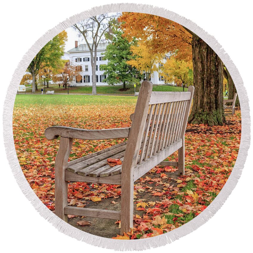 Dartmouth Round Beach Towel featuring the photograph Dartmouth Hanover Green in Autumn by Edward Fielding