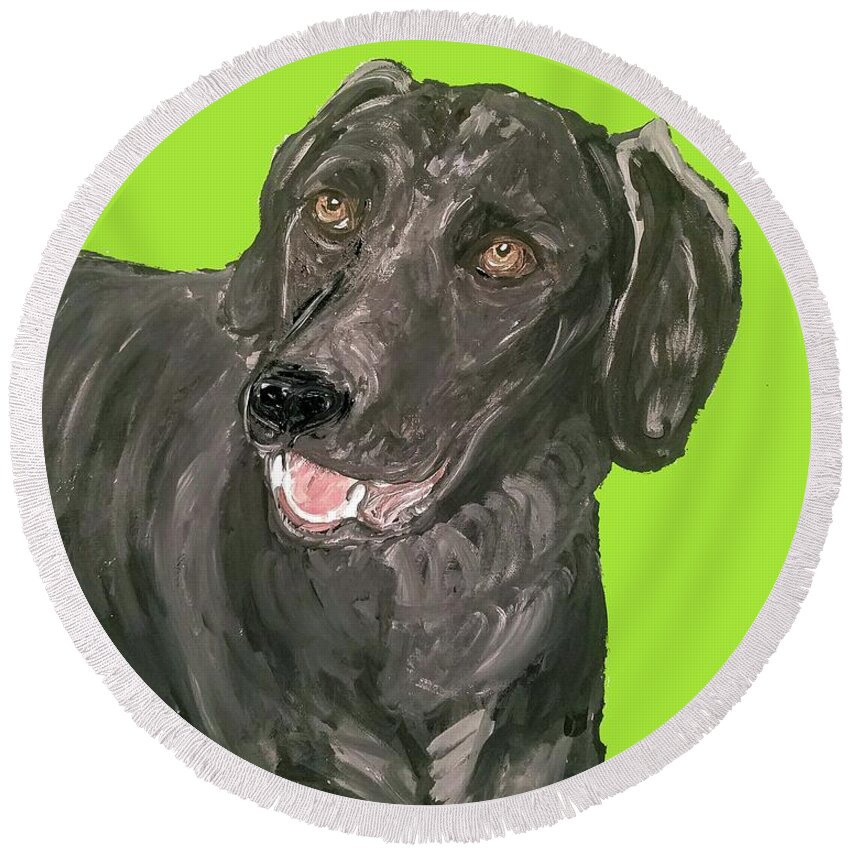 Pet Round Beach Towel featuring the painting Date With Paint Sept 18 7 by Ania M Milo