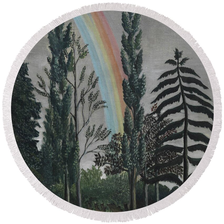 French Painters Round Beach Towel featuring the painting Daumesnil Lake by Henri Rousseau