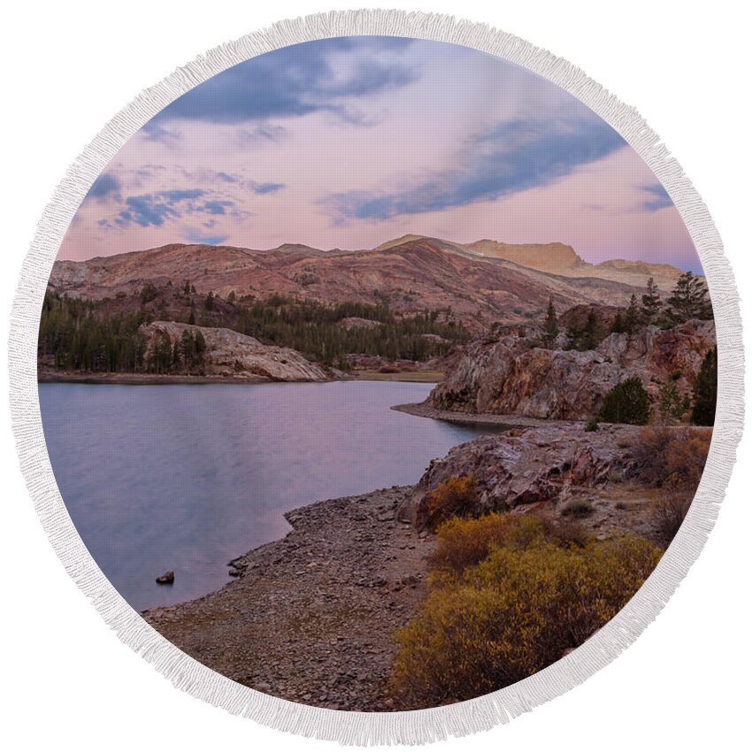 Landscape Round Beach Towel featuring the photograph Dawn At Lake Ellery by Jonathan Nguyen