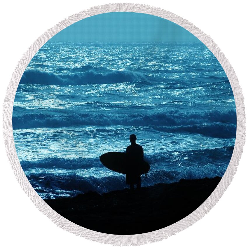 Kerisart Round Beach Towel featuring the photograph Day Break Ride by Keri West