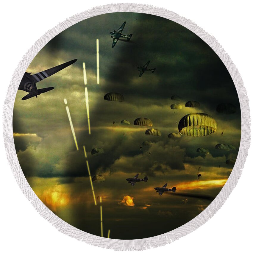 Ww2 Parachute Round Beach Towel featuring the digital art Day of Days by Airpower Art