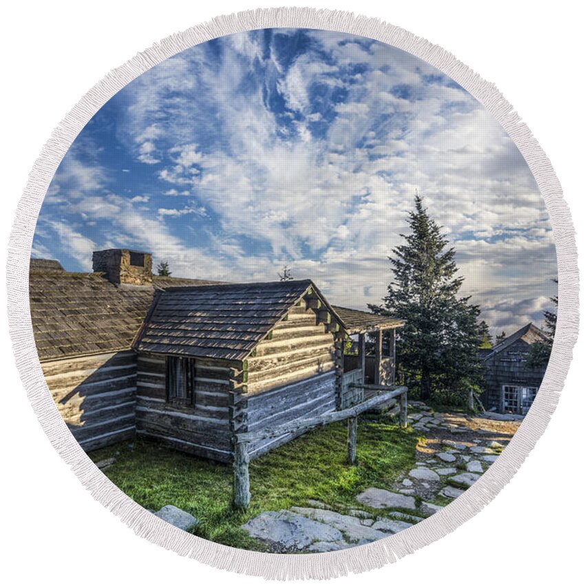Appalachia Round Beach Towel featuring the photograph Daybreak at Mt LeConte by Debra and Dave Vanderlaan