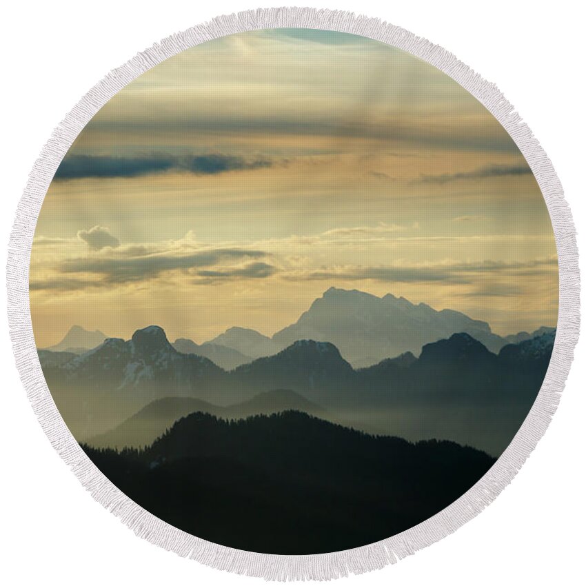 Canada Round Beach Towel featuring the photograph View From Mount Seymour #1 by Rick Deacon