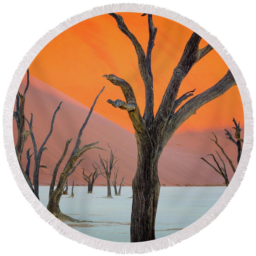 Africa Round Beach Towel featuring the photograph Deadvlei Lines by Inge Johnsson