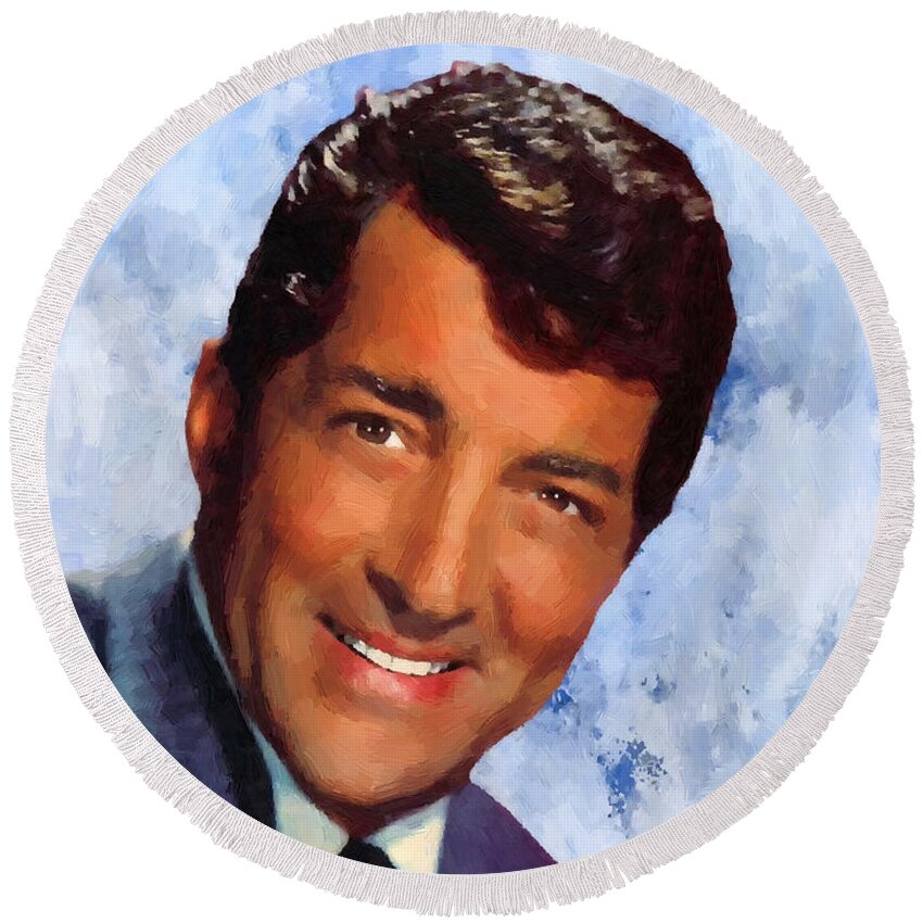 Celebrity Round Beach Towel featuring the painting Dean Martin 02 by Dean Wittle