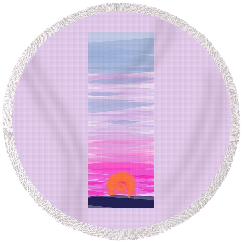 Digital Round Beach Towel featuring the digital art December 2nd 2016 - Sunset by Annekathrin Hansen