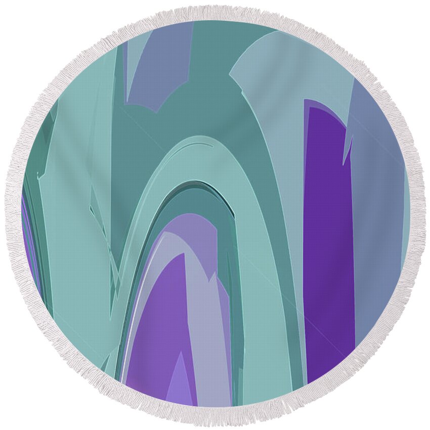 Abstract Round Beach Towel featuring the digital art Deco Marquee by Gina Harrison