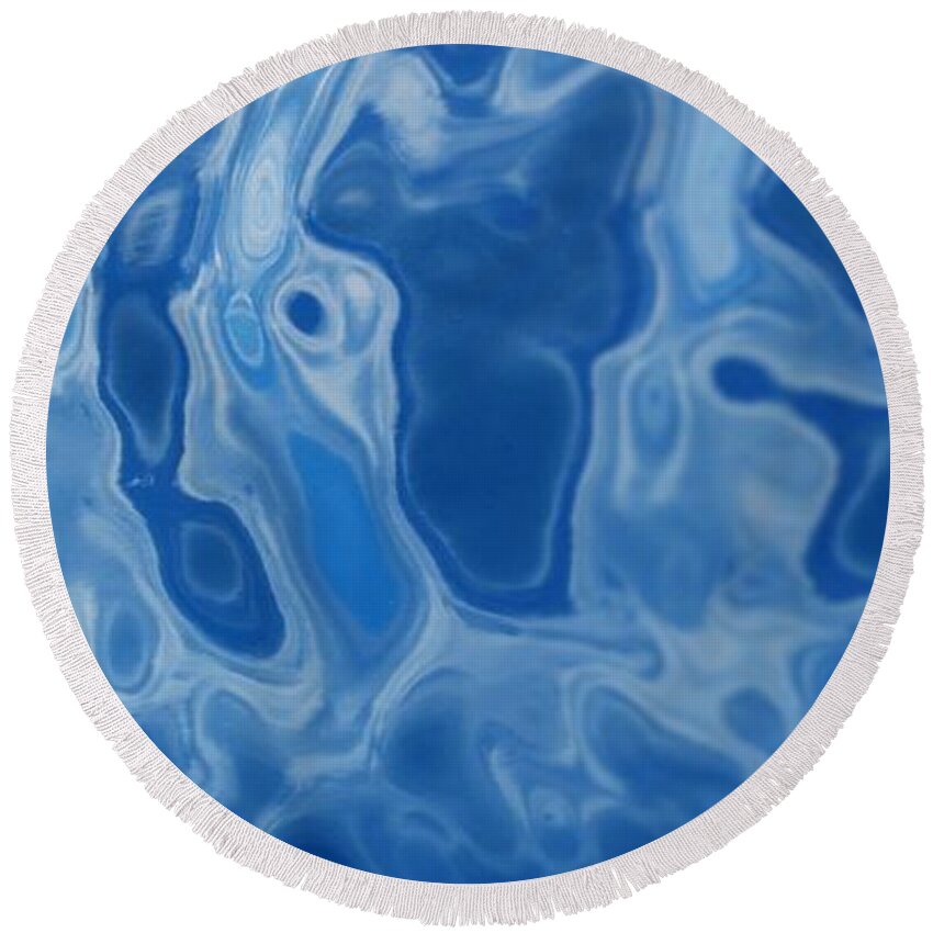 Blue Round Beach Towel featuring the digital art Deep Blue Tide by Steven Robiner
