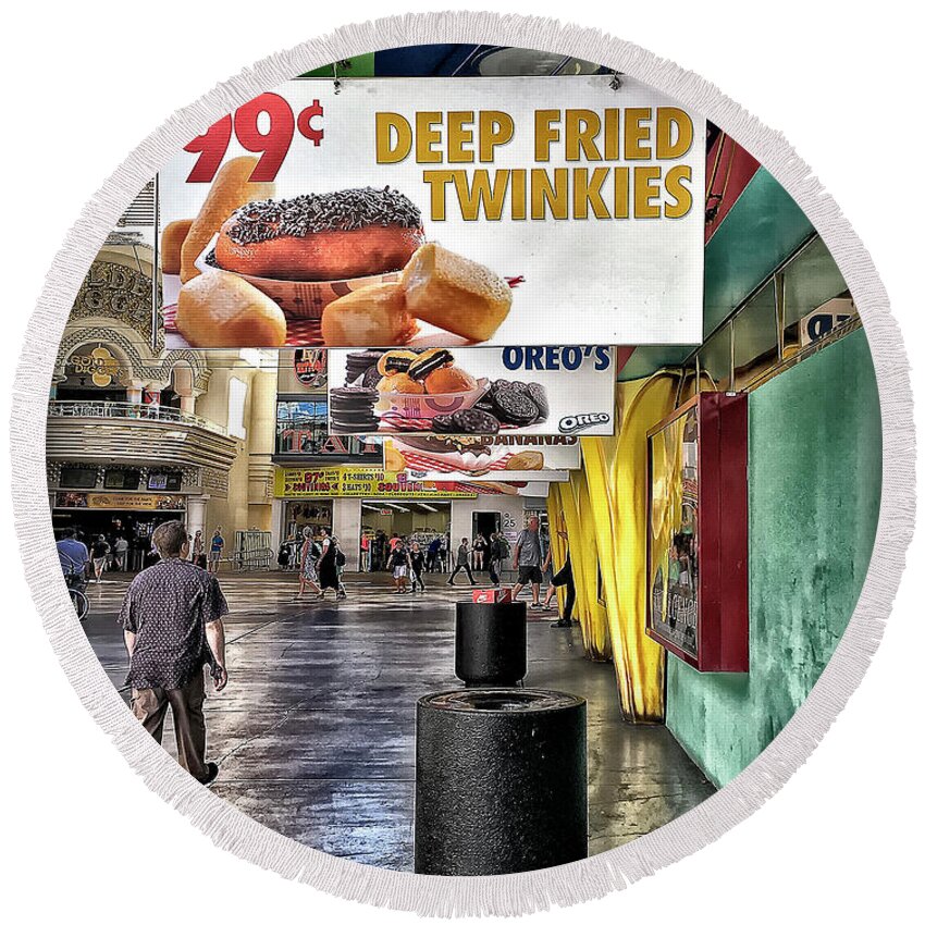 Deep Round Beach Towel featuring the photograph Deep Fried Twinkies by Walt Foegelle