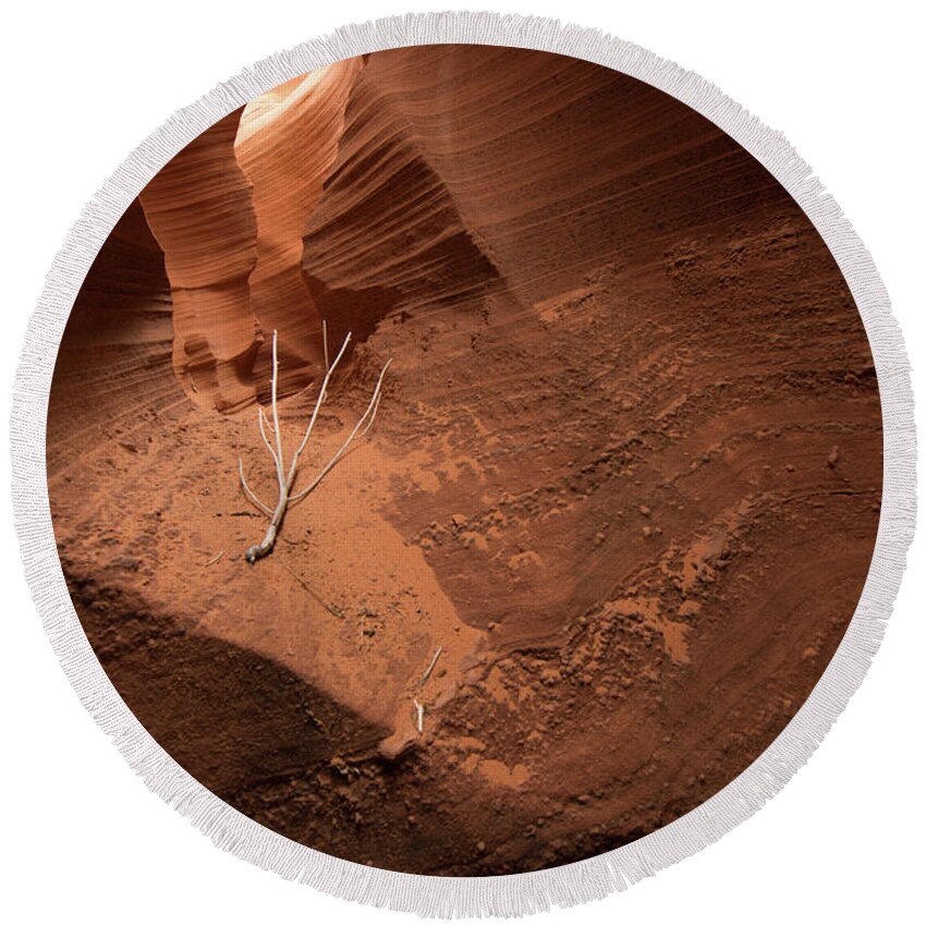  Lone Round Beach Towel featuring the photograph Deep Inside Antelope Canyon by Jim DeLillo