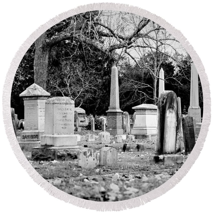 Cemetery Round Beach Towel featuring the photograph Deep Within Evergreen Cemetery by Joe Geraci