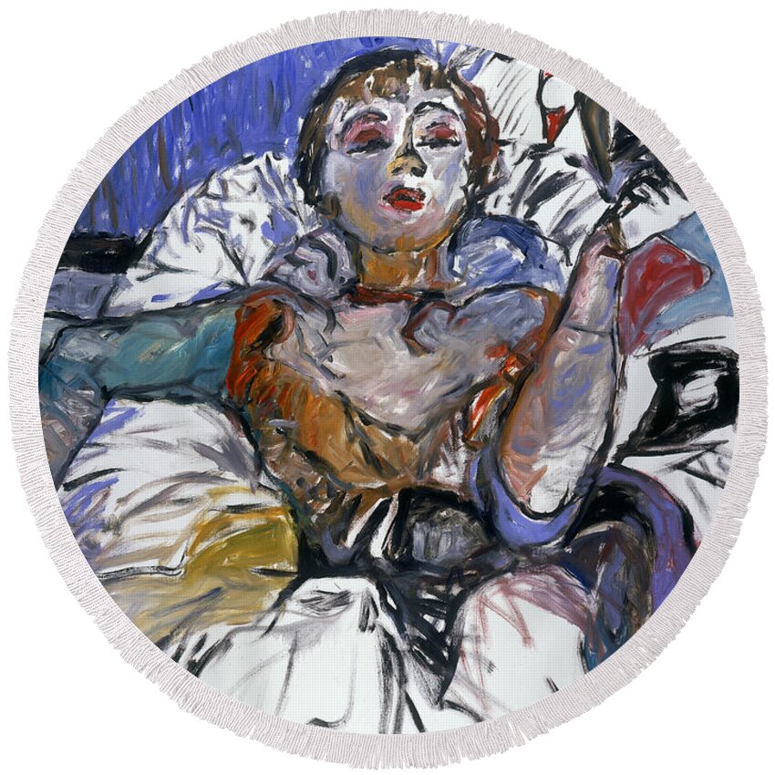  Round Beach Towel featuring the painting Degas Girl by Mykul Anjelo