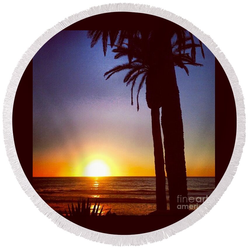 Sunset Round Beach Towel featuring the photograph Del Mar Days by Denise Railey
