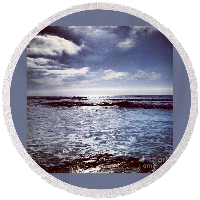 Pacific Ocean Round Beach Towel featuring the photograph Del Mar Storm by Denise Railey