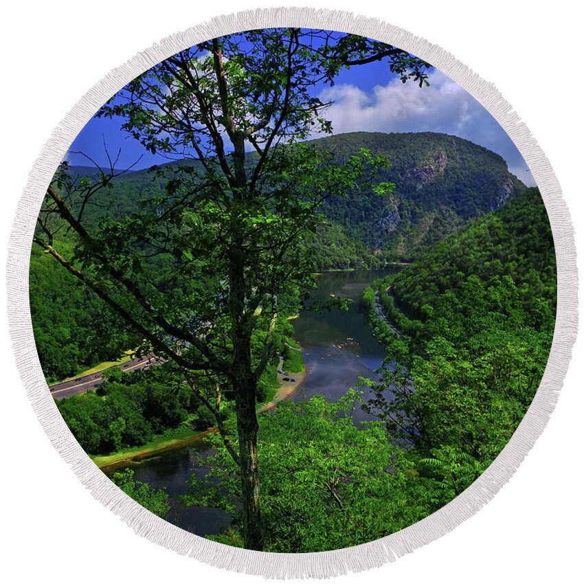 Delaware Water Gap Round Beach Towel featuring the photograph Delaware Water Gap by Raymond Salani III