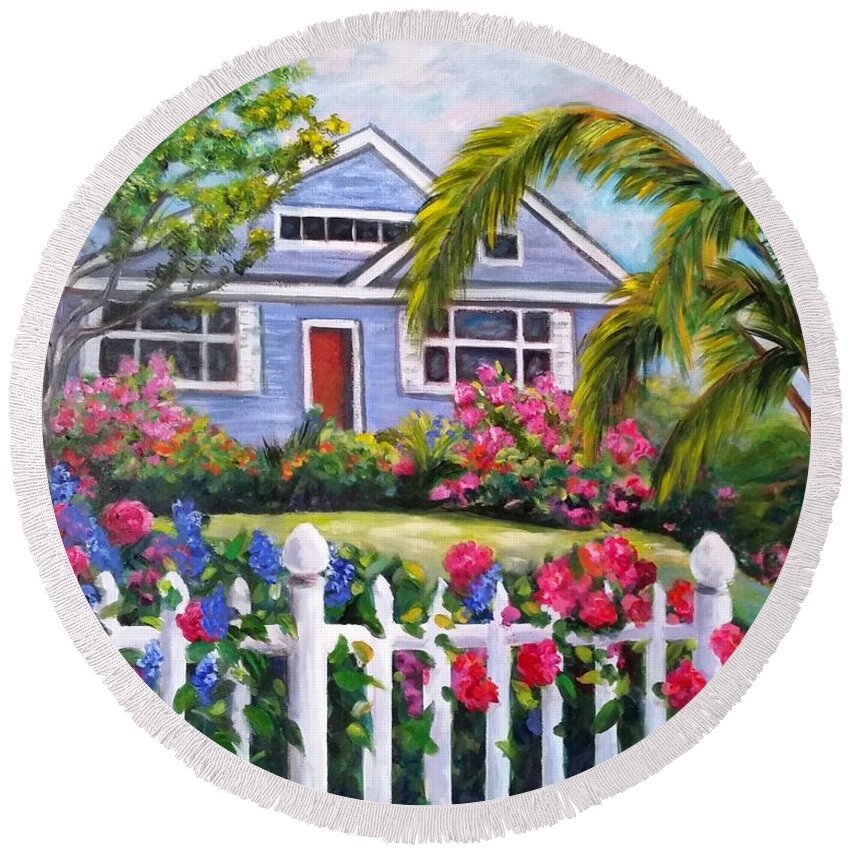 Landscape Round Beach Towel featuring the painting Delray Beach by Rosie Sherman