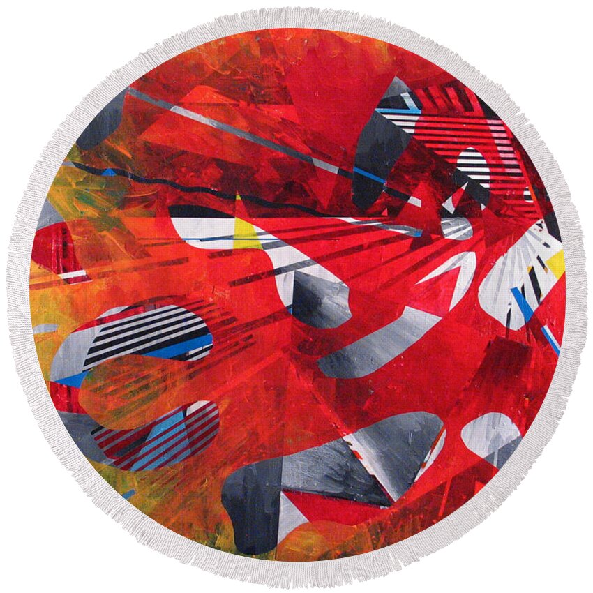 Red Round Beach Towel featuring the painting Delta Medley II by Rollin Kocsis