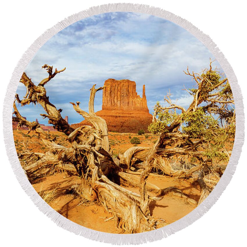 Monument Valley Round Beach Towel featuring the photograph Desert Life III by Raul Rodriguez