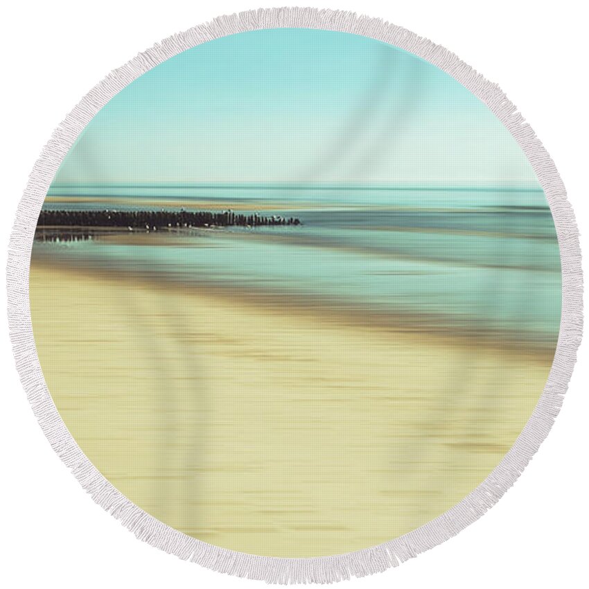 Seagull Round Beach Towel featuring the photograph Desire by Hannes Cmarits