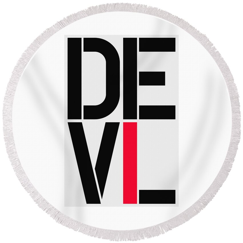 Four Round Beach Towel featuring the painting Devil by Three Dots