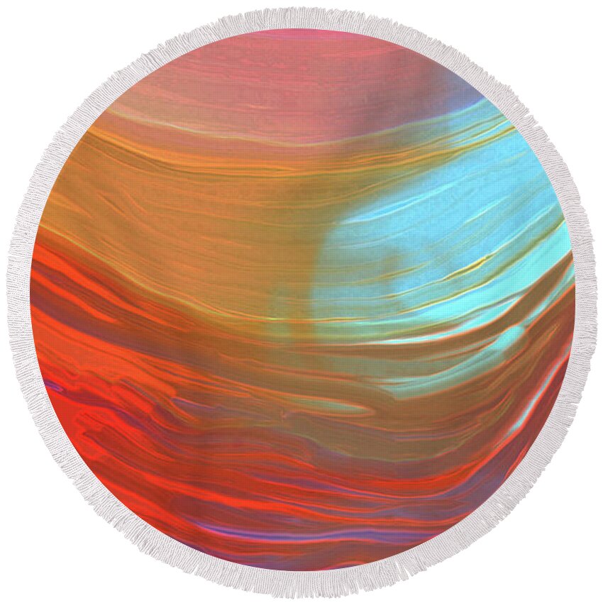 Digital Watercolor Abstract Round Beach Towel featuring the digital art Digital Watercolor Abstract 031417 by Matthew Lindley
