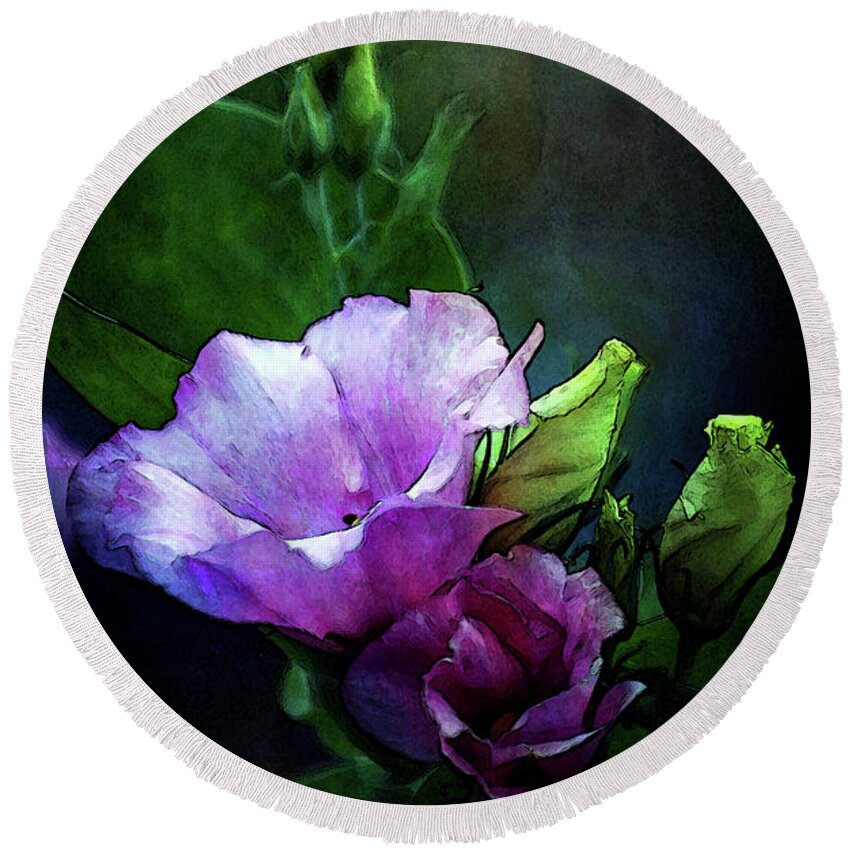 Digital Watercolor Round Beach Towel featuring the photograph Digital Watercolor Elegance 3700 W_2 by Steven Ward