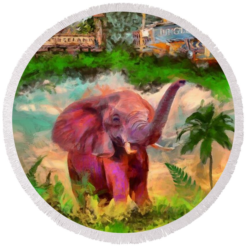 Disney's Jungle Cruise Round Beach Towel featuring the digital art Disney's Jungle Cruise by Caito Junqueira
