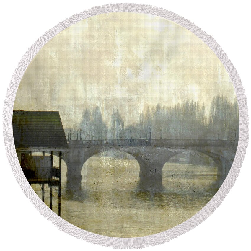 River Round Beach Towel featuring the photograph Dissolving Mist by LemonArt Photography