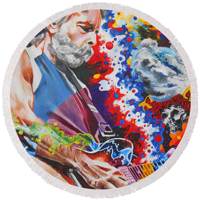 Bob Weir Round Beach Towel featuring the painting Dizzy With Eternity by Kevin J Cooper Artwork