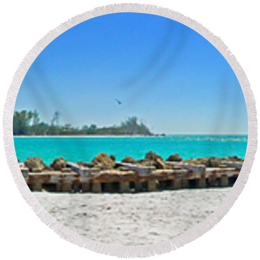 Panorama Round Beach Towel featuring the photograph Do Not Enter Water by Rolf Bertram