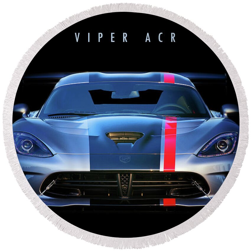 Dodge Round Beach Towel featuring the digital art Dodge Viper ACR by Airpower Art