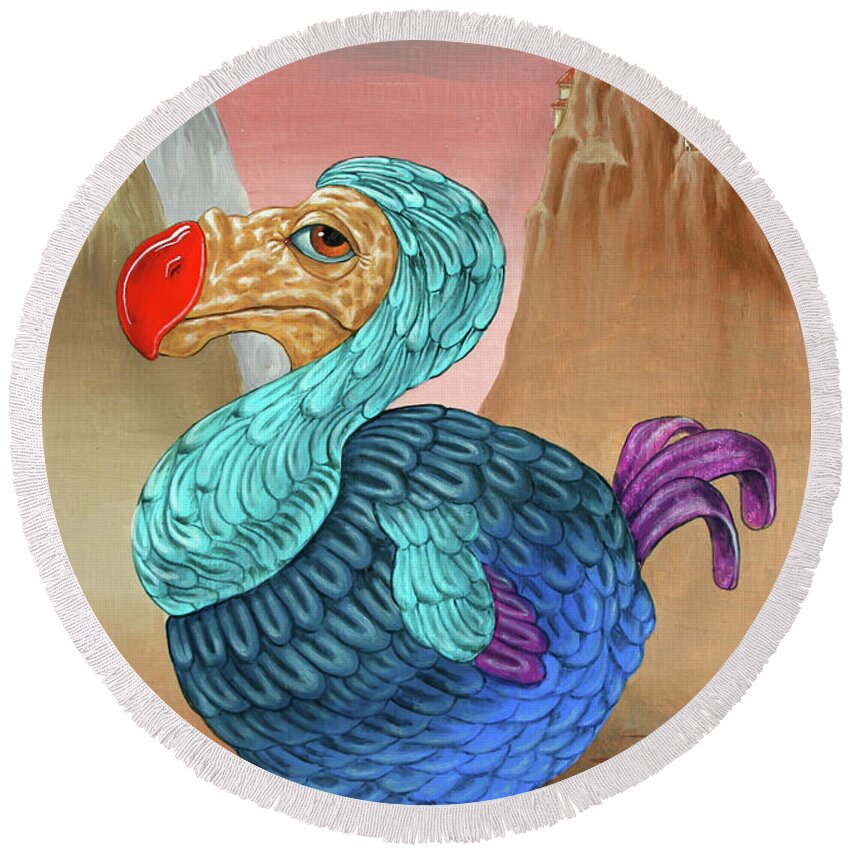 Dodo Round Beach Towel featuring the painting Dodo by Victor Molev