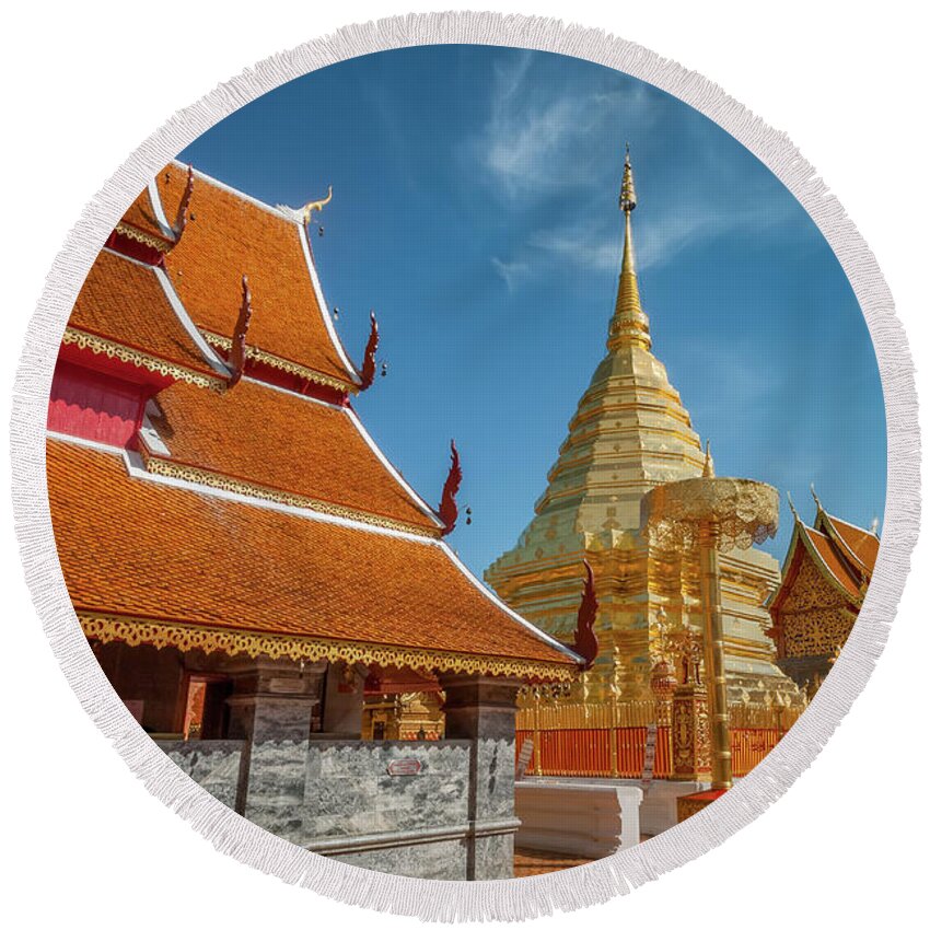 Temple Round Beach Towel featuring the photograph Doi Suthep Temple by Adrian Evans