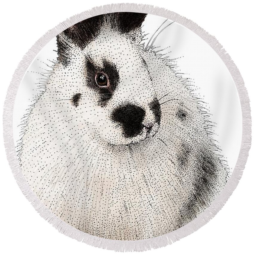 Domestic Rabbit Round Beach Towel featuring the photograph Domestic Rabbit by Roger Hall