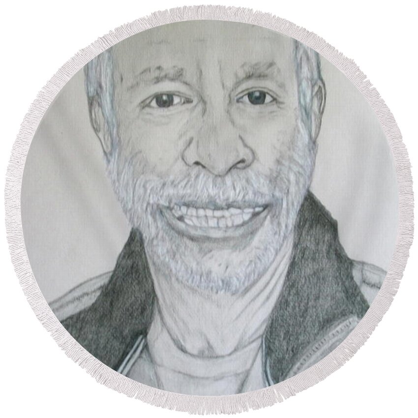 Custom Portrait Round Beach Towel featuring the drawing Dominic Custom Portrait by Michelle Gilmore