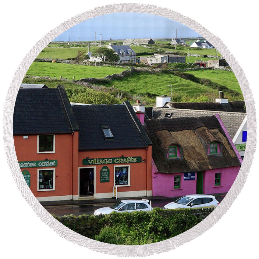 Ireland Round Beach Towel featuring the photograph Doolin Village County Clare by Aidan Moran