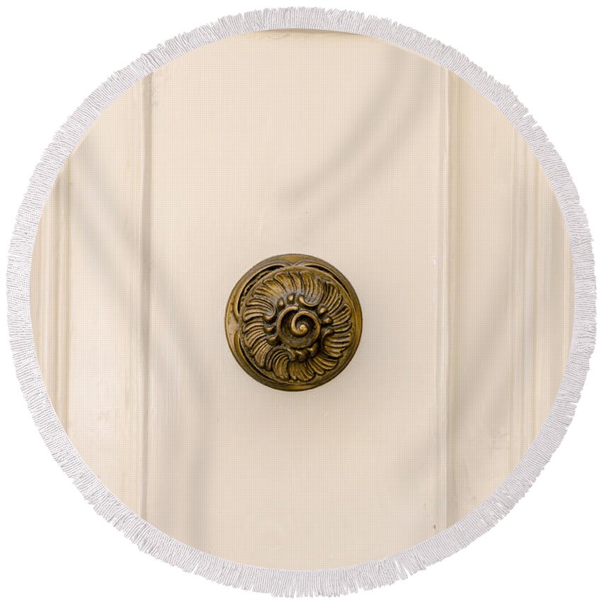 Ancient Round Beach Towel featuring the photograph Door Knobs of the world 29 by Sotiris Filippou